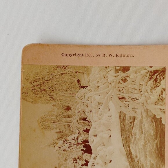 Antique Stereograph Card Niagara Falls Winter Scene Victorian Era 1898 - Picture 4 of 5